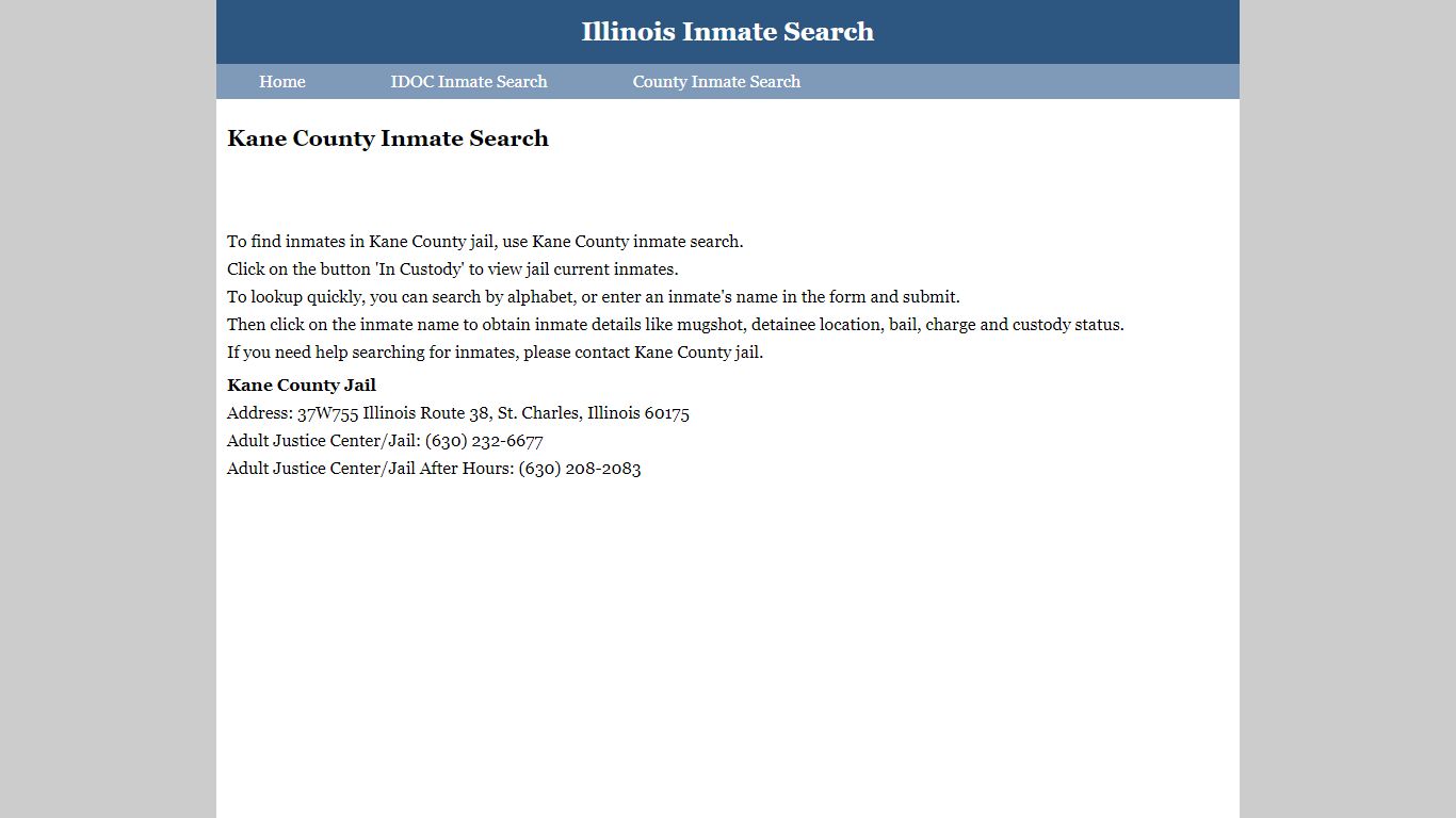 Kane County Inmate Search